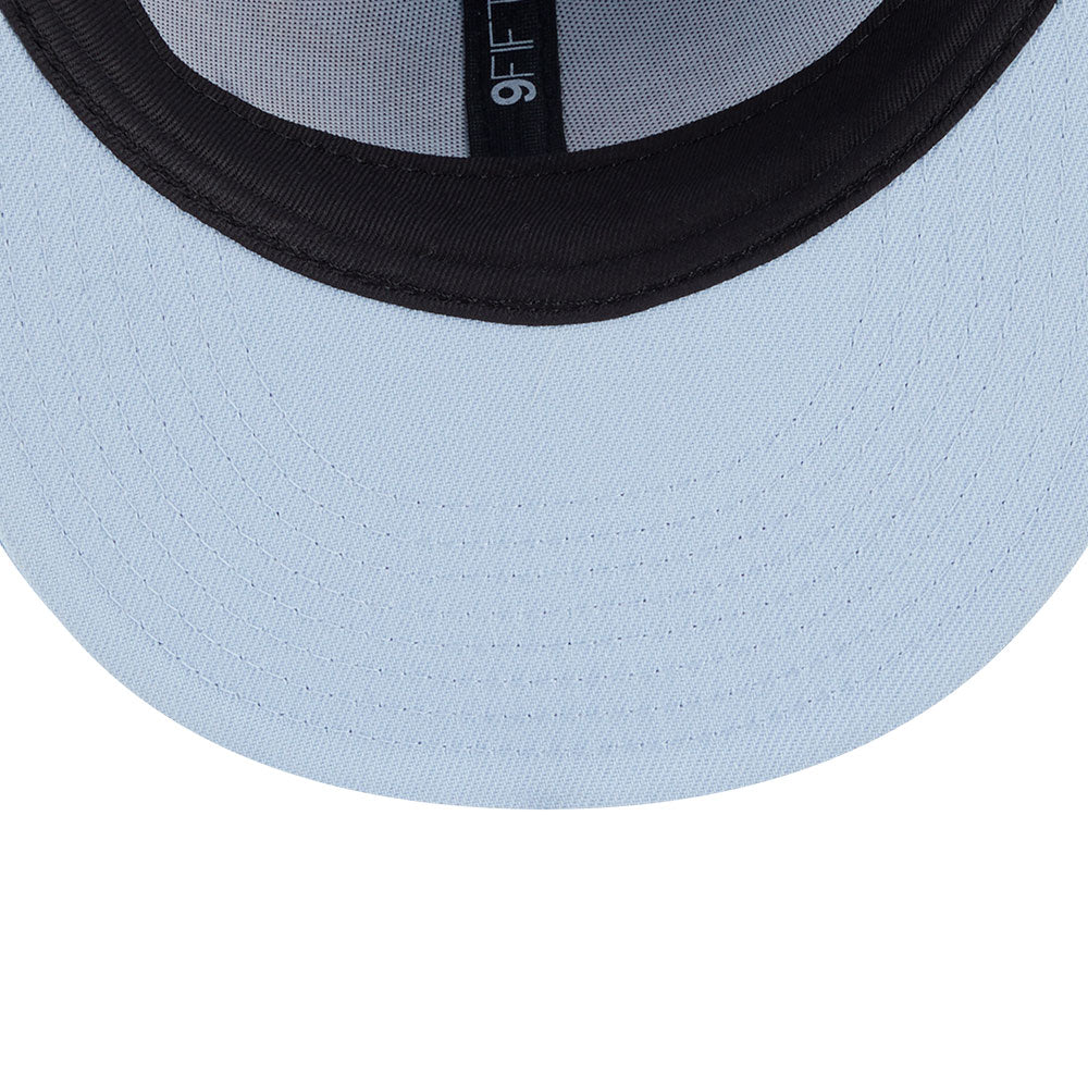 new era los angeles angels major league baseball cartoon soft blue 9fifty snapback cap detail and color