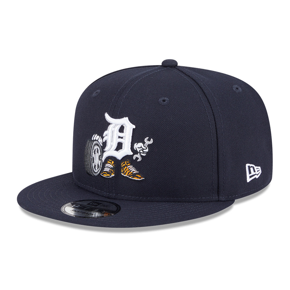 new era detroit tigers major league baseball cartoon navy 9fifty snapback cap logo and print