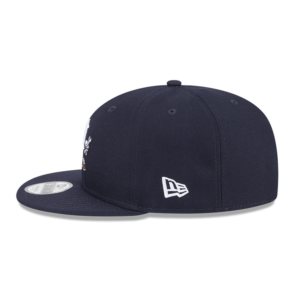 new era detroit tigers major league baseball cartoon navy 9fifty snapback cap opposite side or other angle view