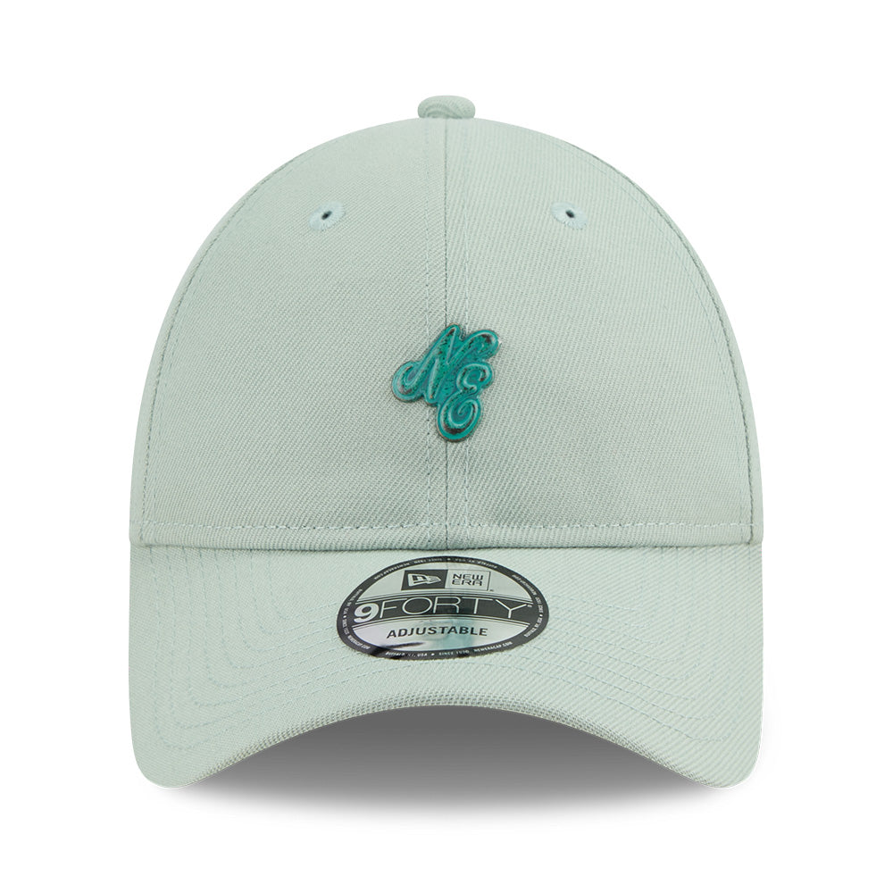new era ne script metal bronze badge everest green 9forty unstructured adjustable cap side