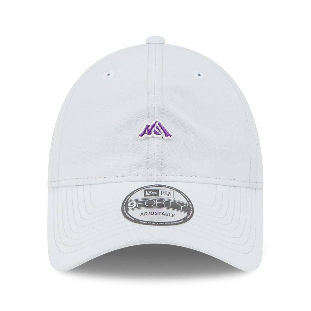 new era mini mountain logo ss26 silver snow 9forty unstructured adjustable cap logo and print