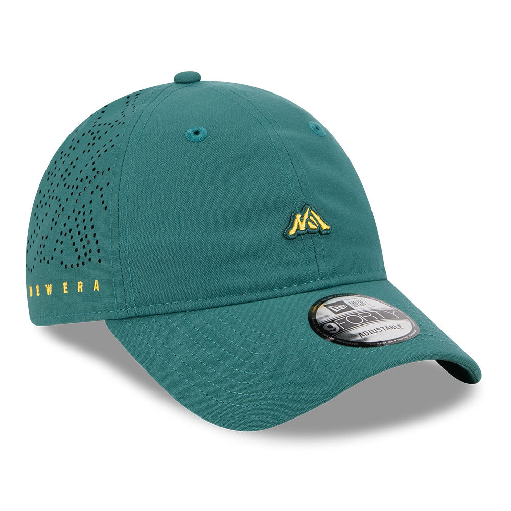 new era mini mountain logo ss26 pine needle green 9forty unstructured adjustable cap logo and print
