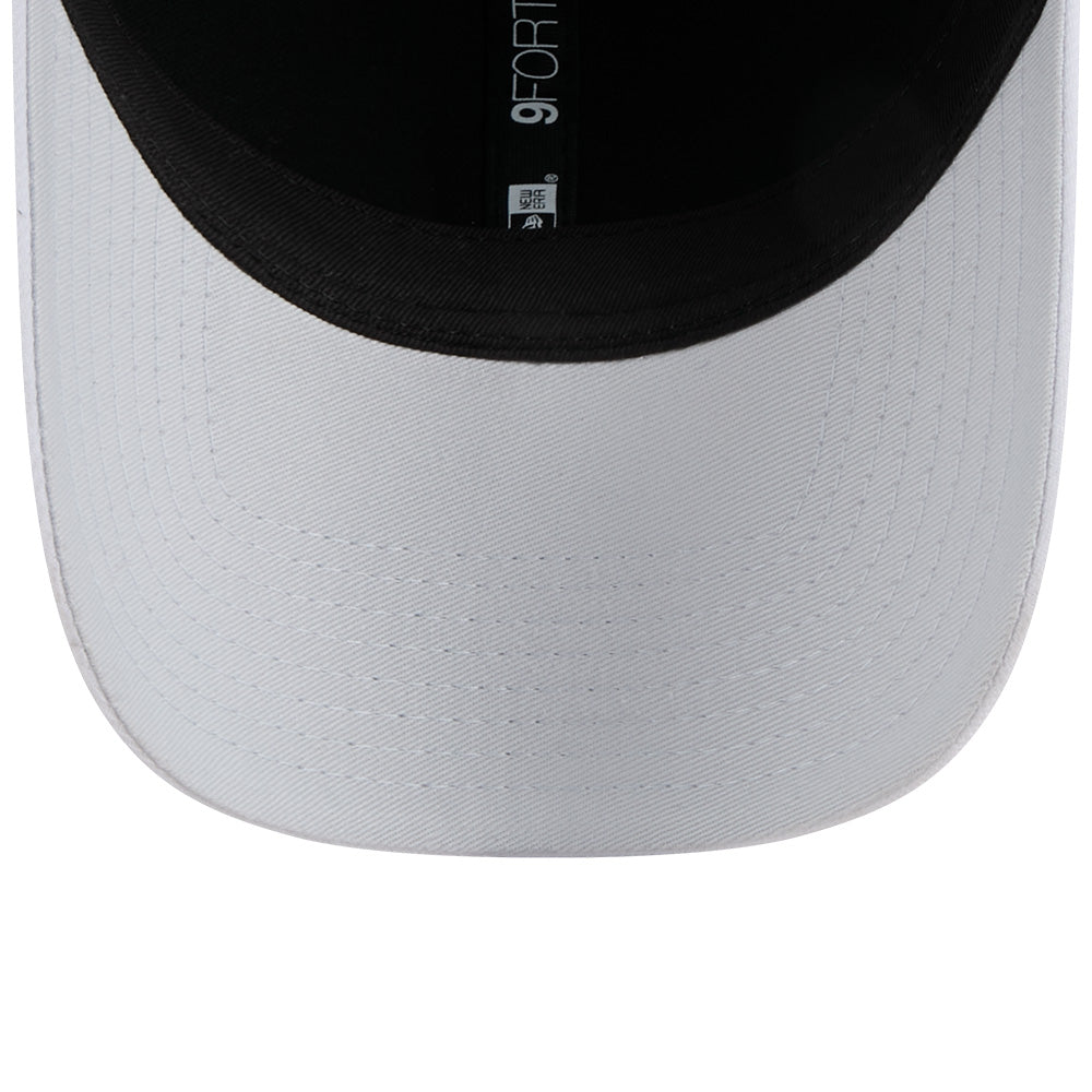 new era ne script metal bronze badge white 9forty unstructured adjustable cap detail and color
