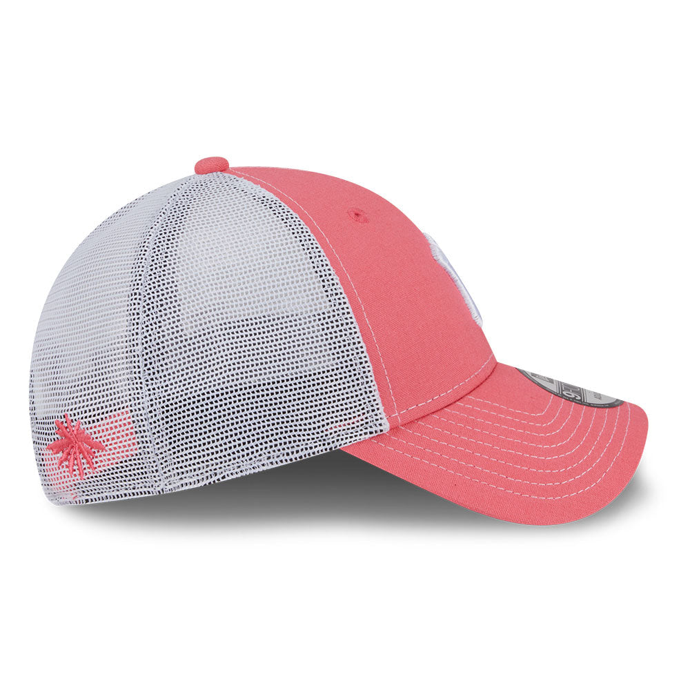 new era new york yankees resort ss26 blush white 9forty e frame trucker cap opposite side or other angle view
