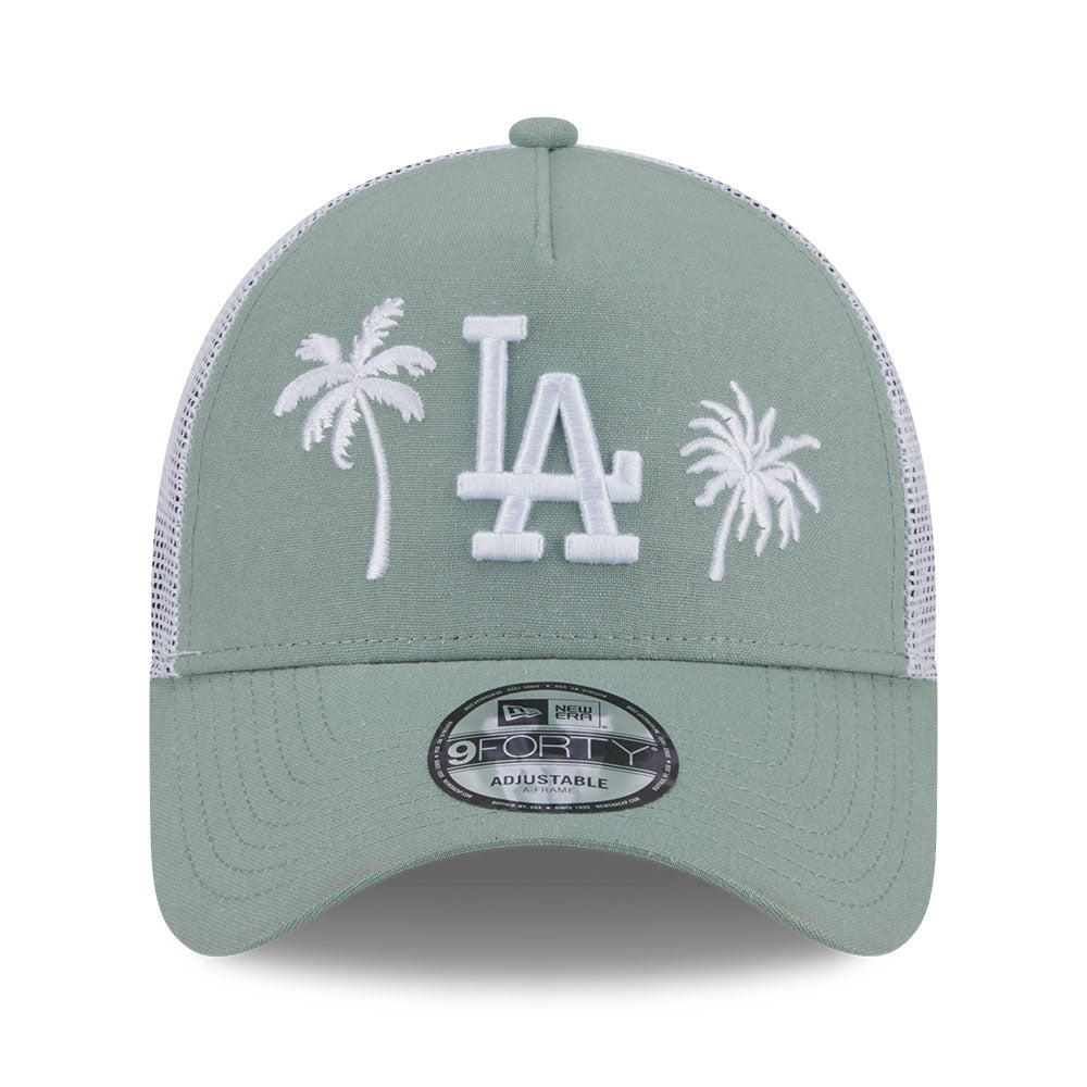 new era los angeles dodgers resort ss26 everest green white 9forty e frame trucker cap opposite