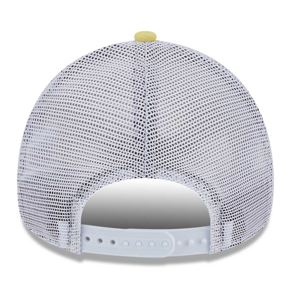 new era los angeles dodgers resort ss26 baby yellow white 9forty e frame trucker cap angle