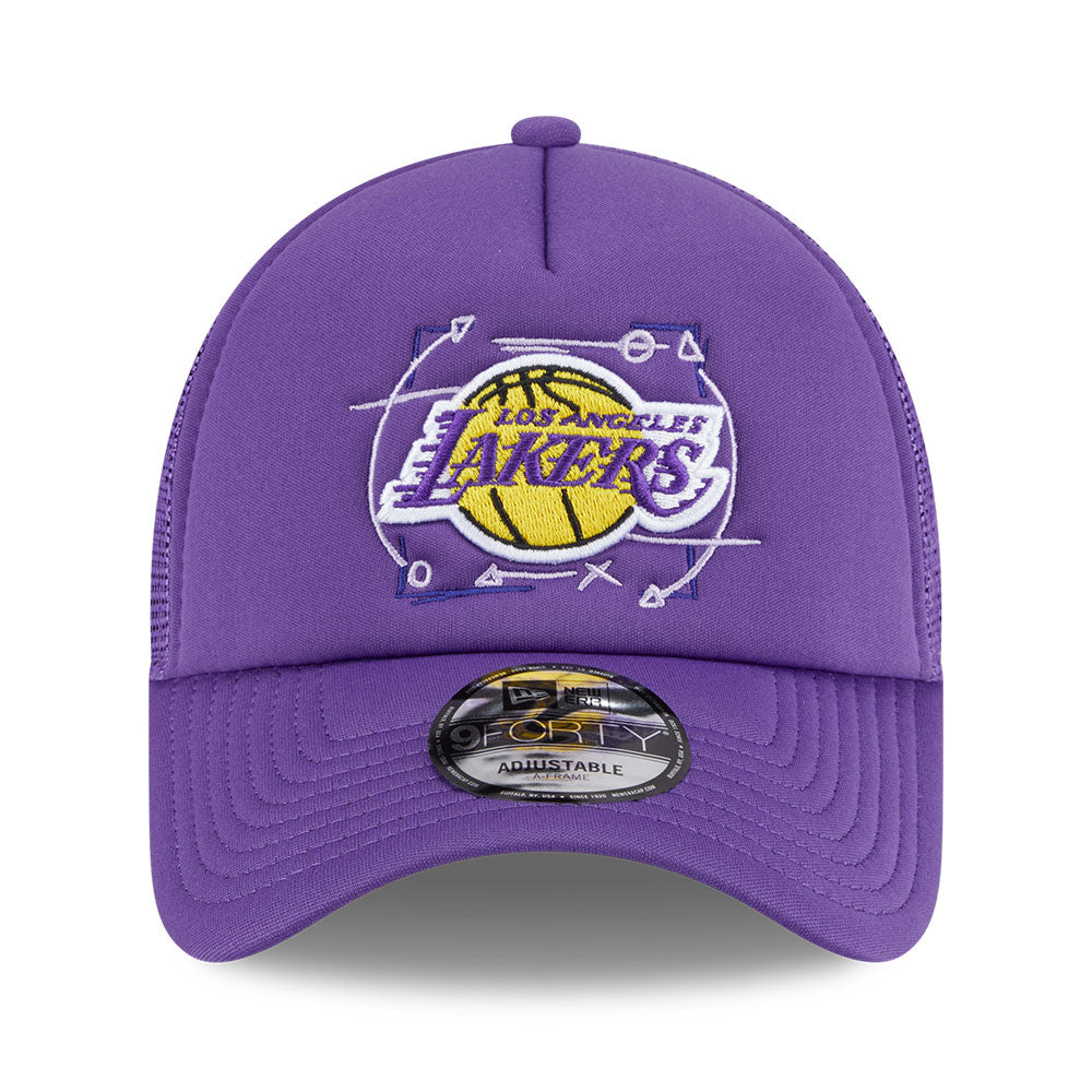 new era los angeles lakers nba street game purple 9forty a frame trucker snapback cap opposite