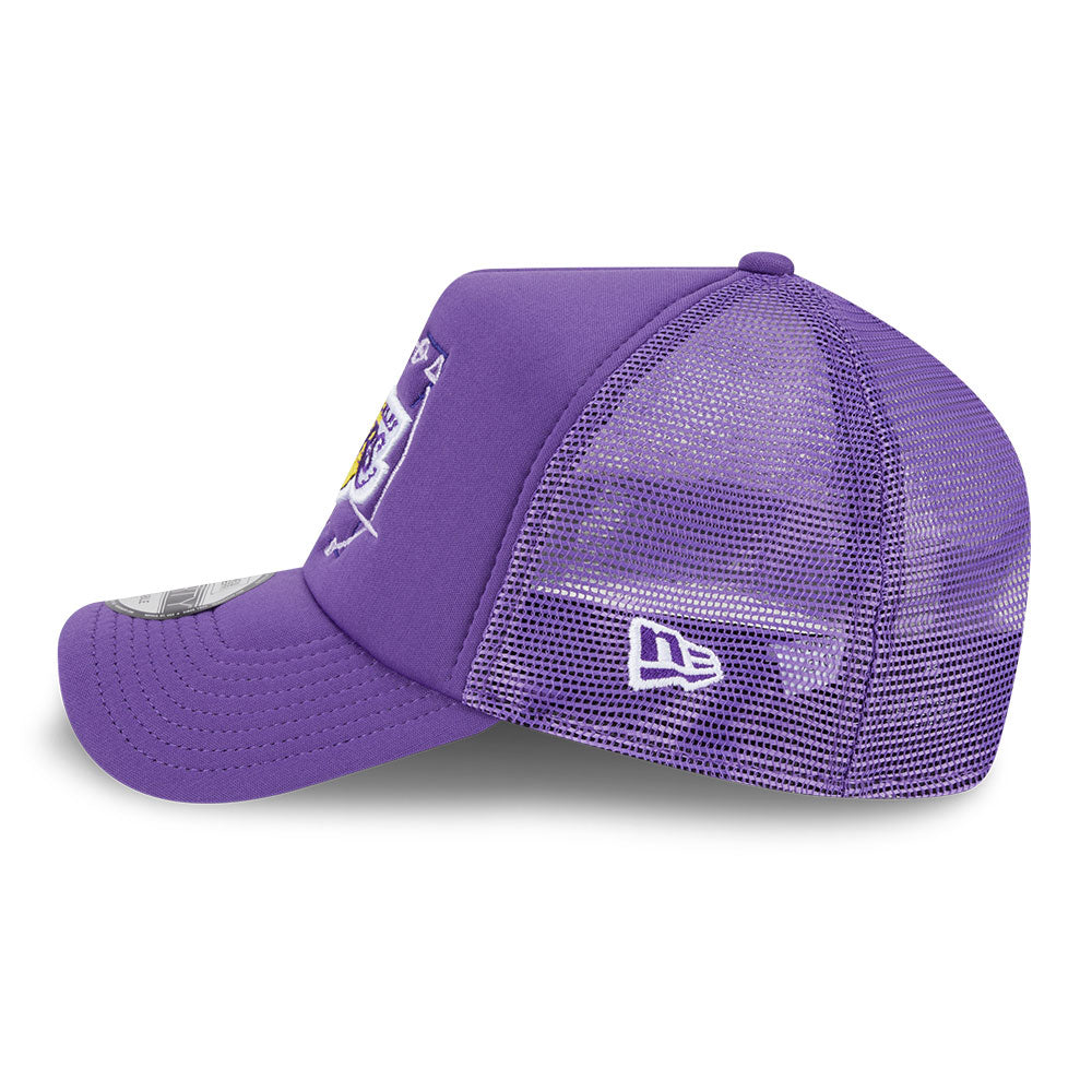 new era los angeles lakers nba street game purple 9forty a frame trucker snapback cap side