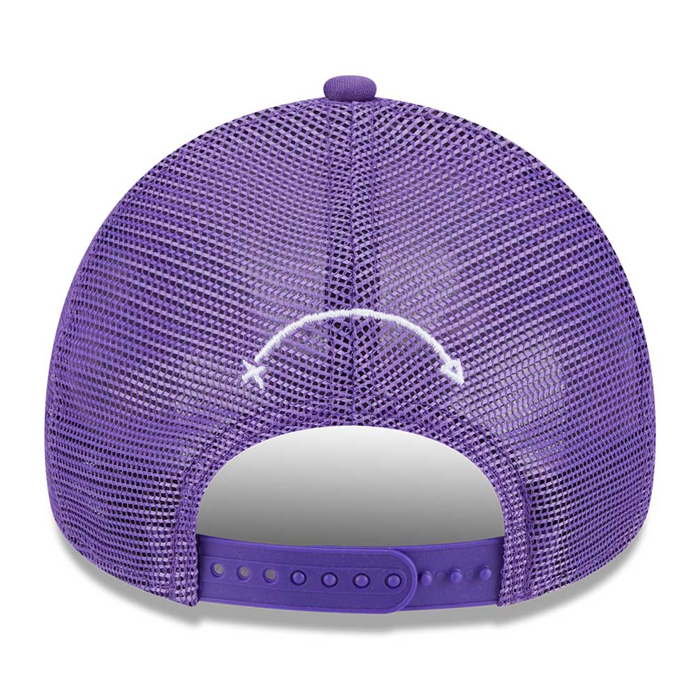 new era los angeles lakers nba street game purple 9forty a frame trucker snapback cap angle