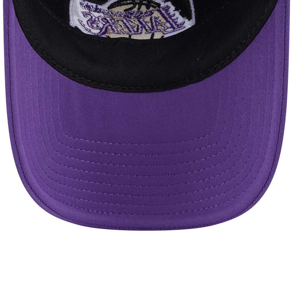 new era los angeles lakers nba street game purple 9forty a frame trucker snapback cap detail and color
