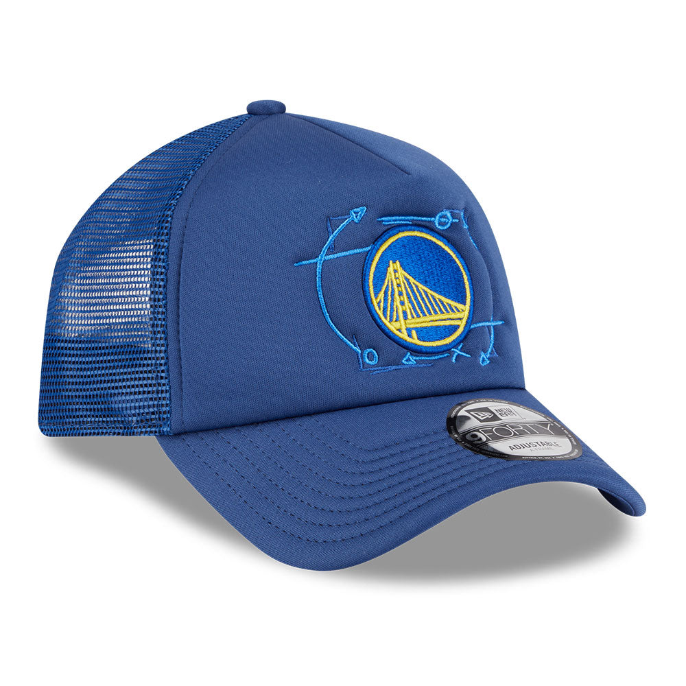 new era golden state warriors nba street game navy 9forty a frame trucker snapback cap logo and print