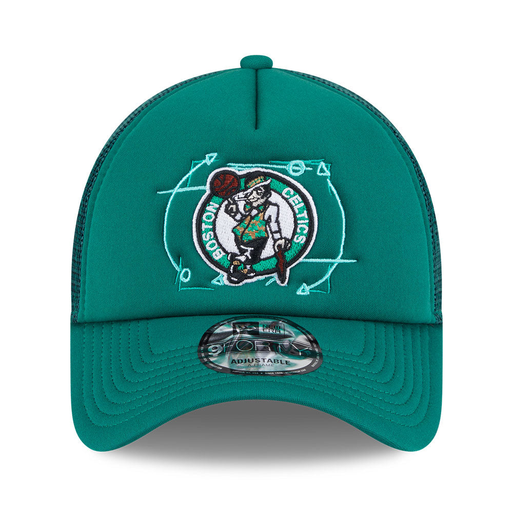 new era boston celtics nba street game dark green 9forty a frame trucker snapback cap opposite