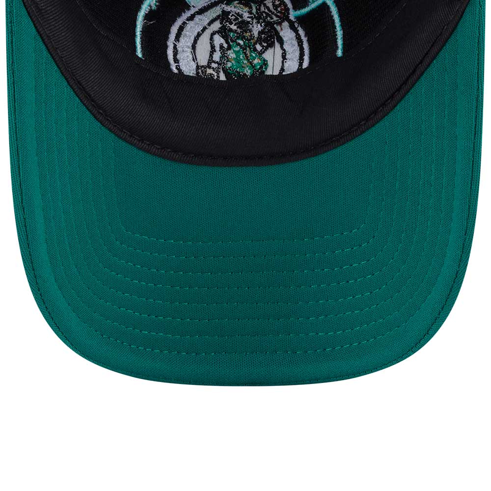 new era boston celtics nba street game dark green 9forty a frame trucker snapback cap detail and color