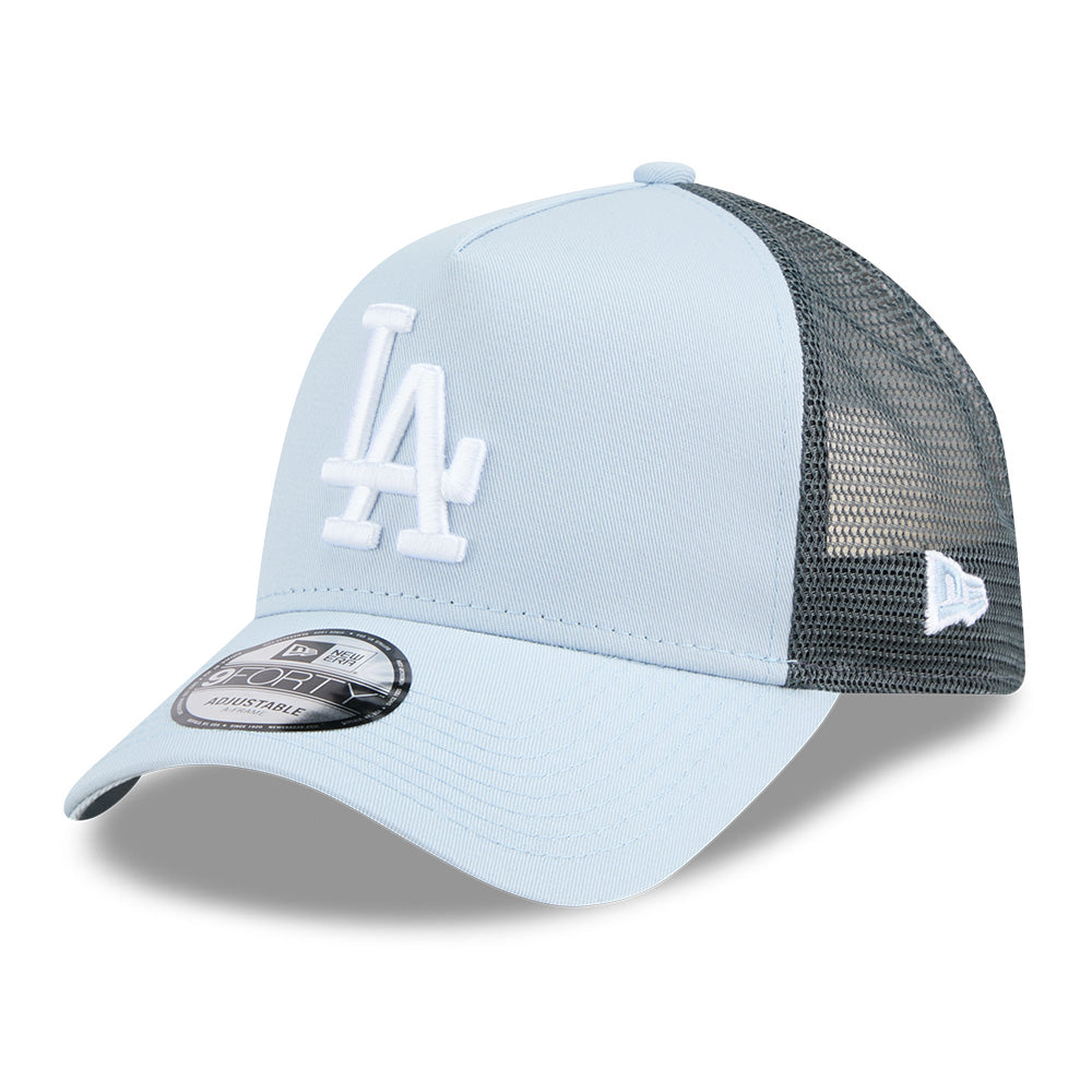 new era los angeles dodgers color era ss26 soft blue multi 9forty trucker a frame adjustable cap logo and print