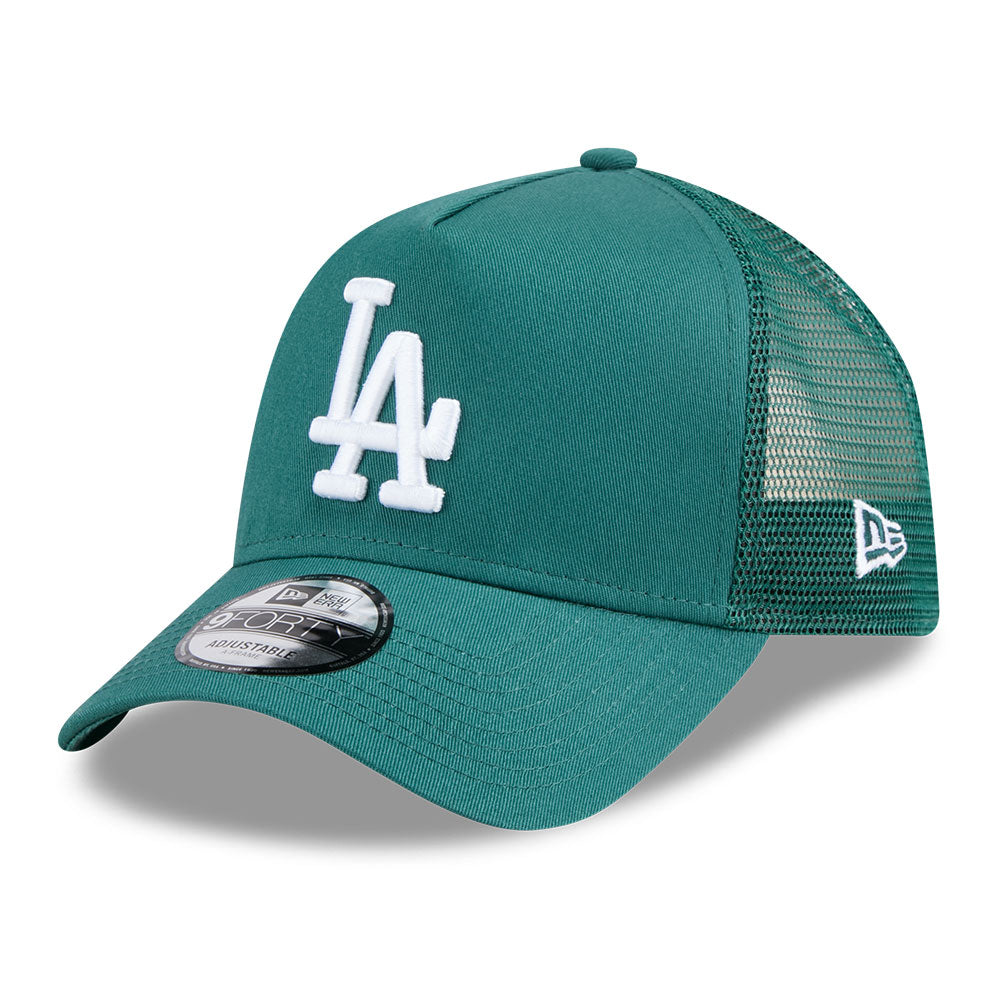 new era los angeles dodgers color era ss26 pine needle green 9forty trucker a frame adjustable cap logo and print