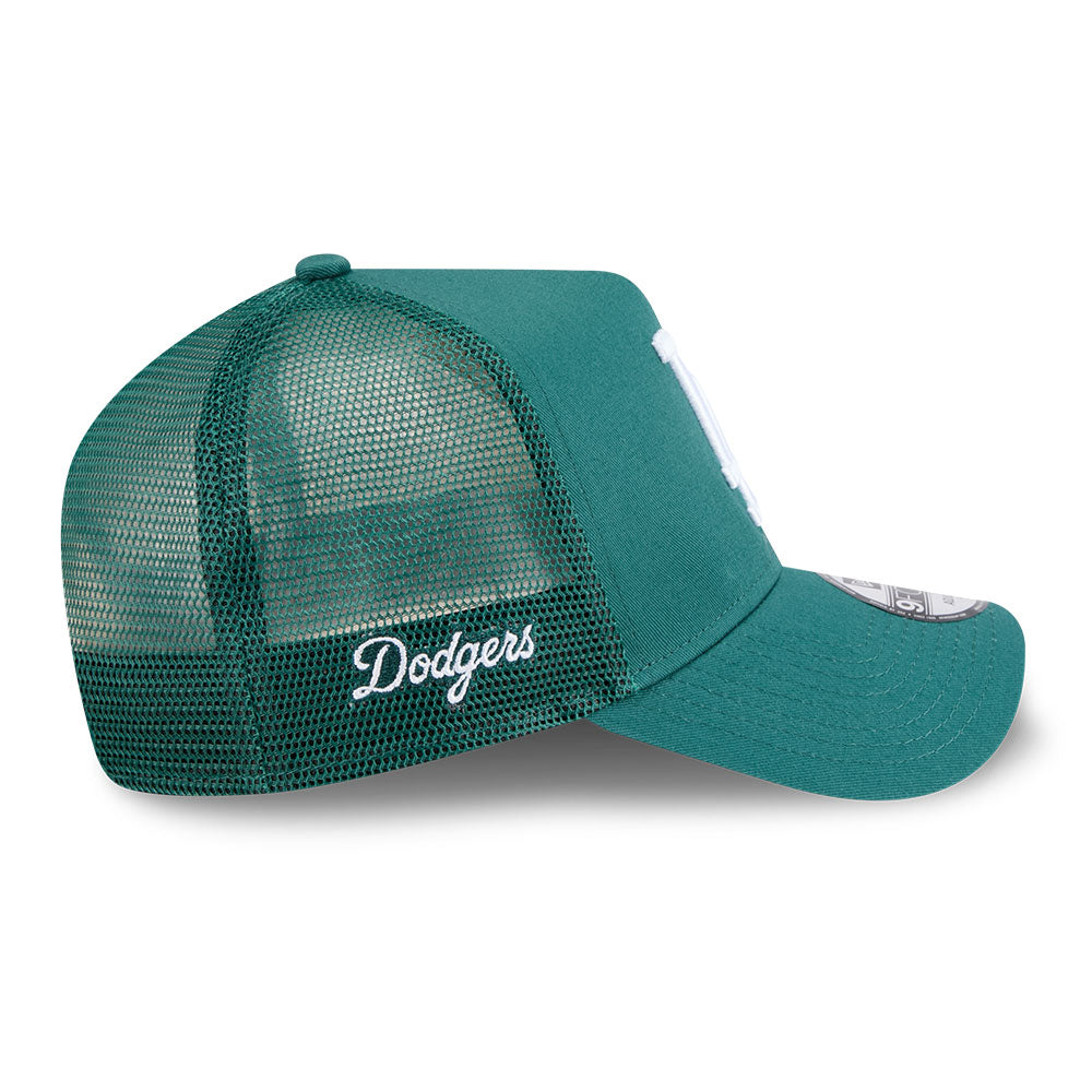 new era los angeles dodgers color era ss26 pine needle green 9forty trucker a frame adjustable cap opposite side or other angle view