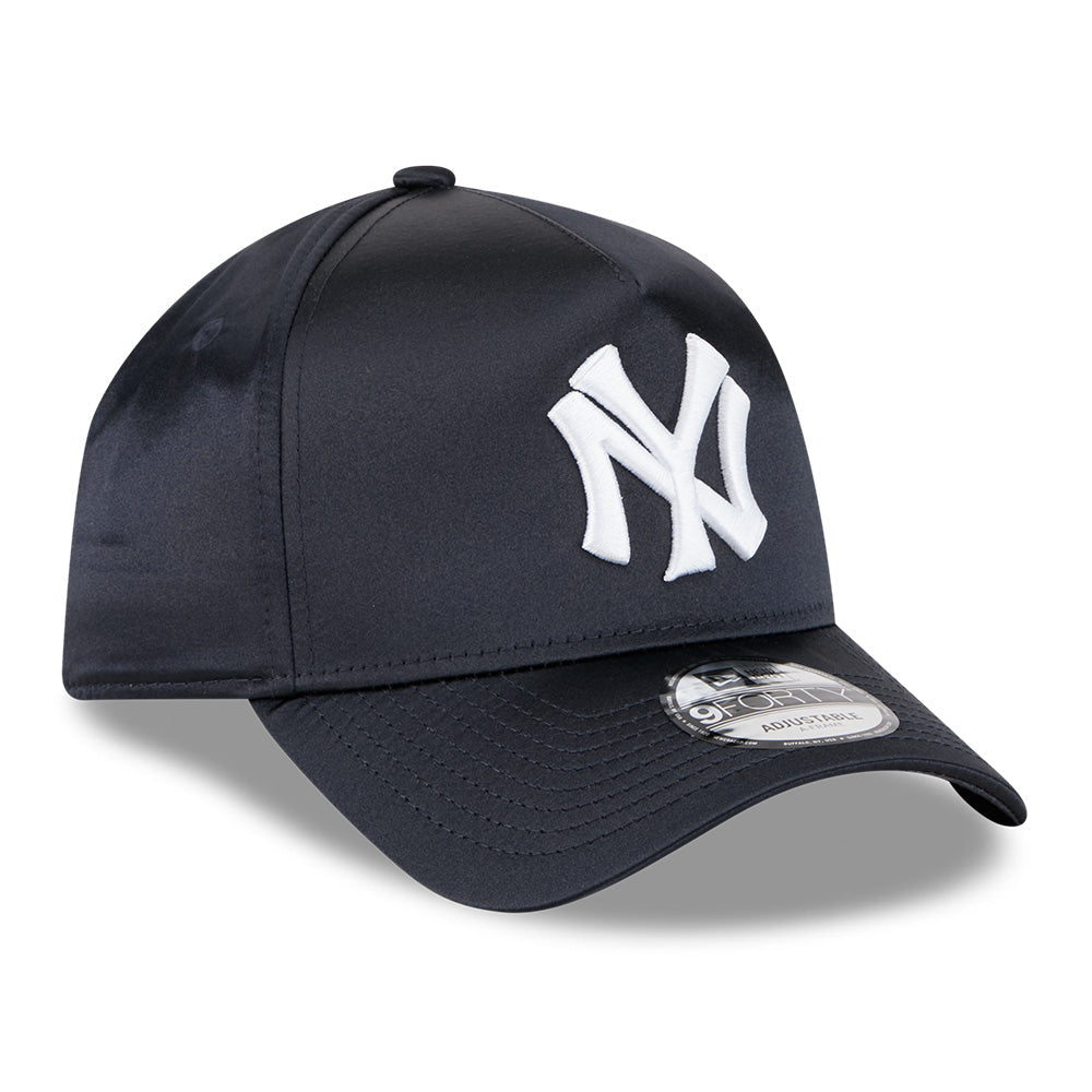 new york yankees satin cooperstown navy 9forty a frame snapback cap logo and print