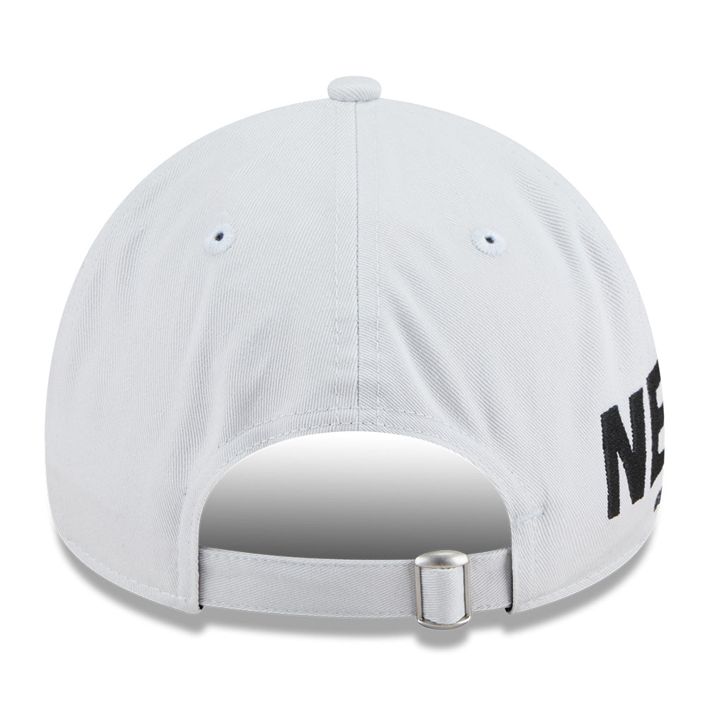 new era wordmark basic ss26 silver snow 9forty a frame adjustable cap detail and color