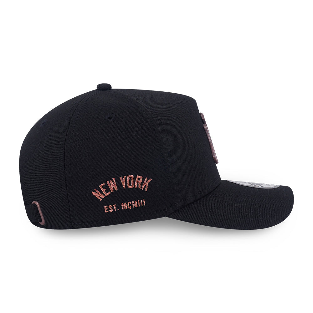 new era new york yankees metal badge bronze green black 9forty a frame adjustable cap angle