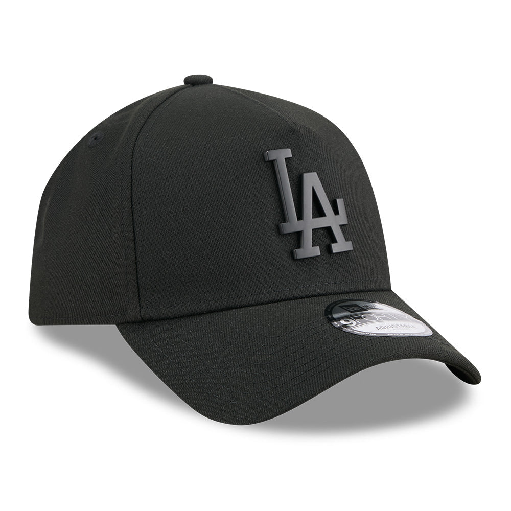 new era los angeles dodgers metal badge ss26 black 9forty a frame adjustable cap logo and print