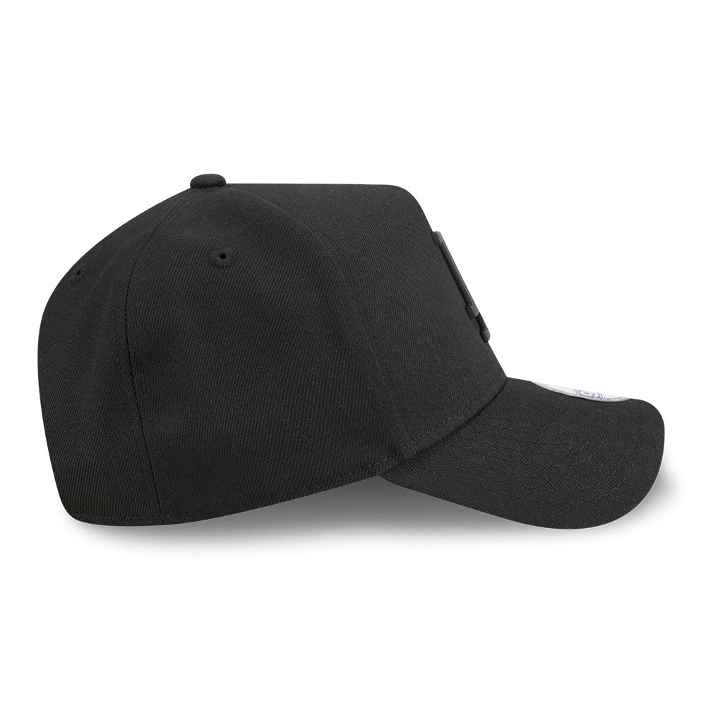 new era los angeles dodgers metal badge ss26 black 9forty a frame adjustable cap opposite side or other angle view