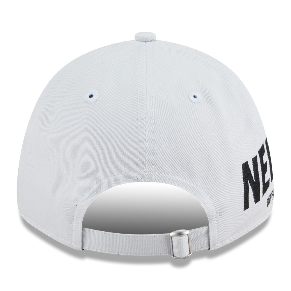 new era wordmark basic ss26 silver snow 9forty adjustable cap detail and color