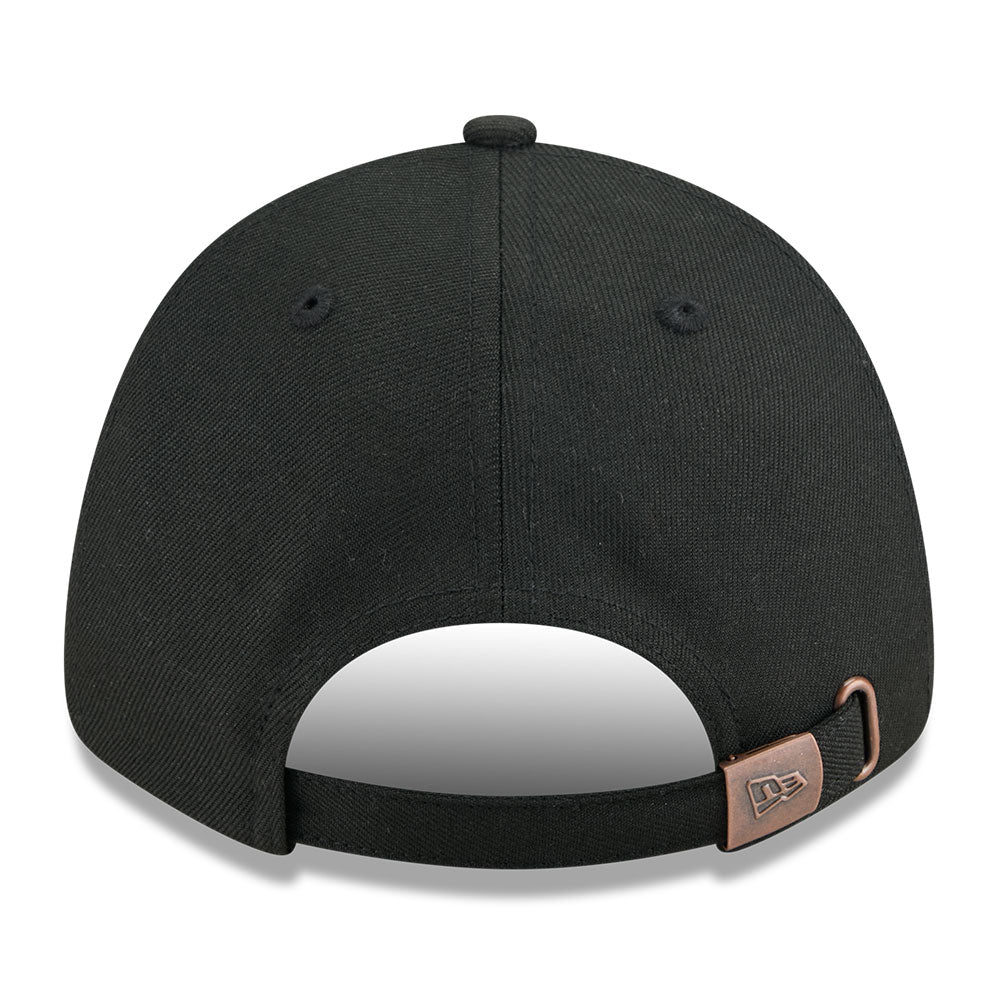 new era ne script metal bronze badge black 9forty unstructured adjustable cap opposite
