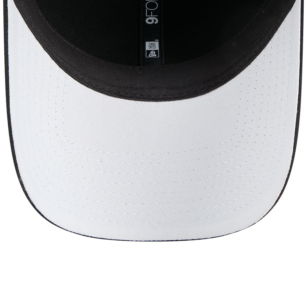 new era ne script metal bronze badge black 9forty unstructured adjustable cap detail and color