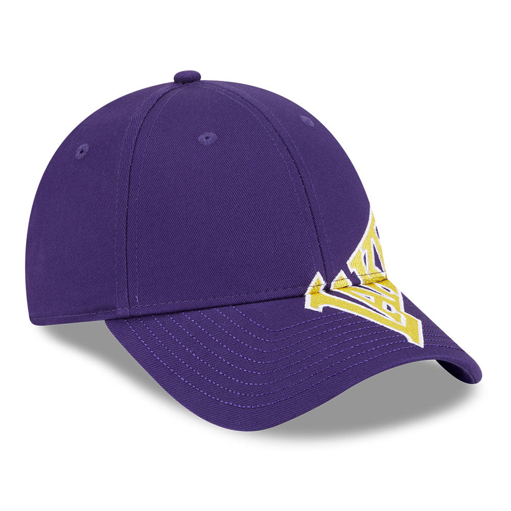 los angeles lakers mix league cross panels purple 9forty adjustable cap logo and print