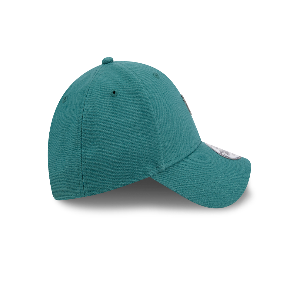 A teal baseball cap shown from a three-quarters angle on a clean white background.