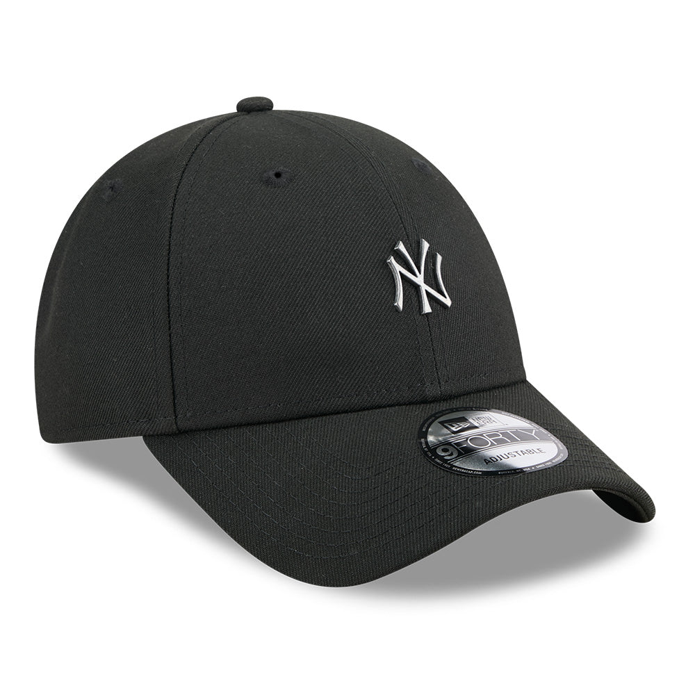 new york yankees rough mini metal badge ss26 black 9forty adjustable cap logo and print