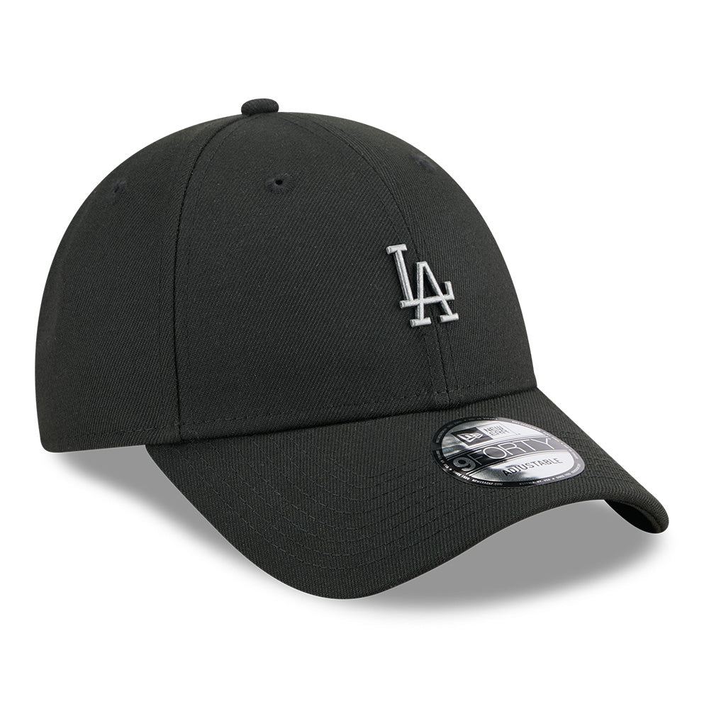 los angeles dodgers rough mini metal badge ss26 black 9forty adjustable cap logo and print