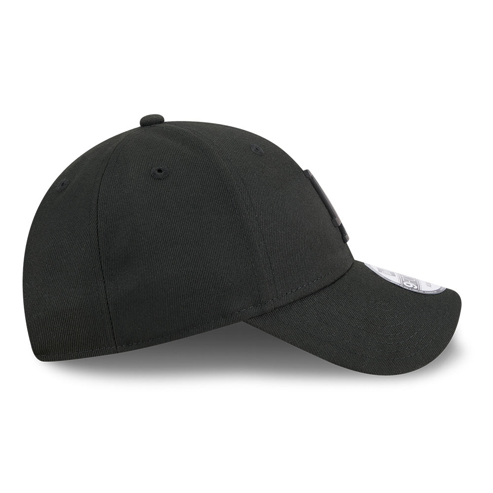 new era los angeles dodgers metal badge ss26 black 9forty adjustable cap opposite side or other angle view