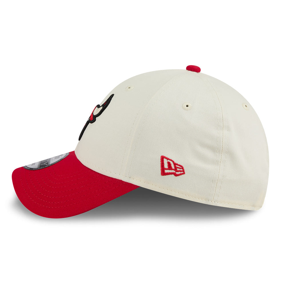 new era chicago bulls league mix game day chrome white red 9forty adjustable cap opposite side or other angle view