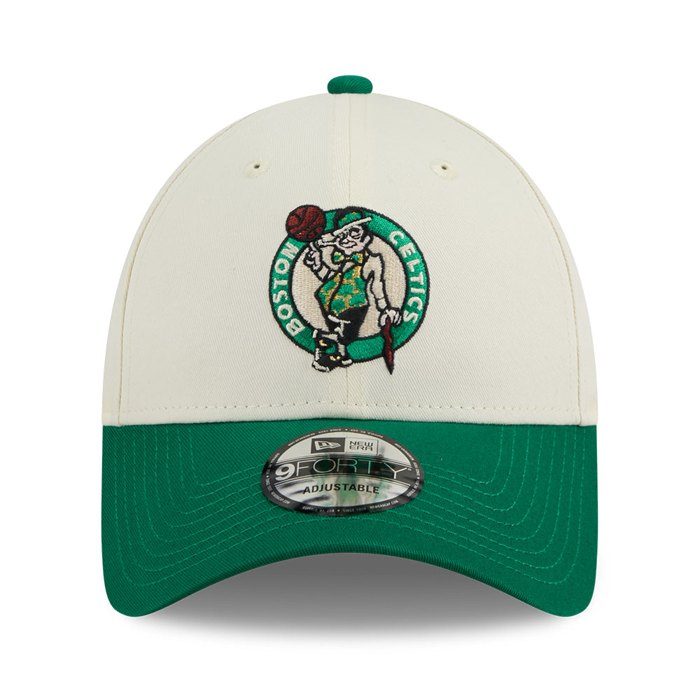 new era boston celtics league mix game day chrome white green 9forty adjustable cap logo and print