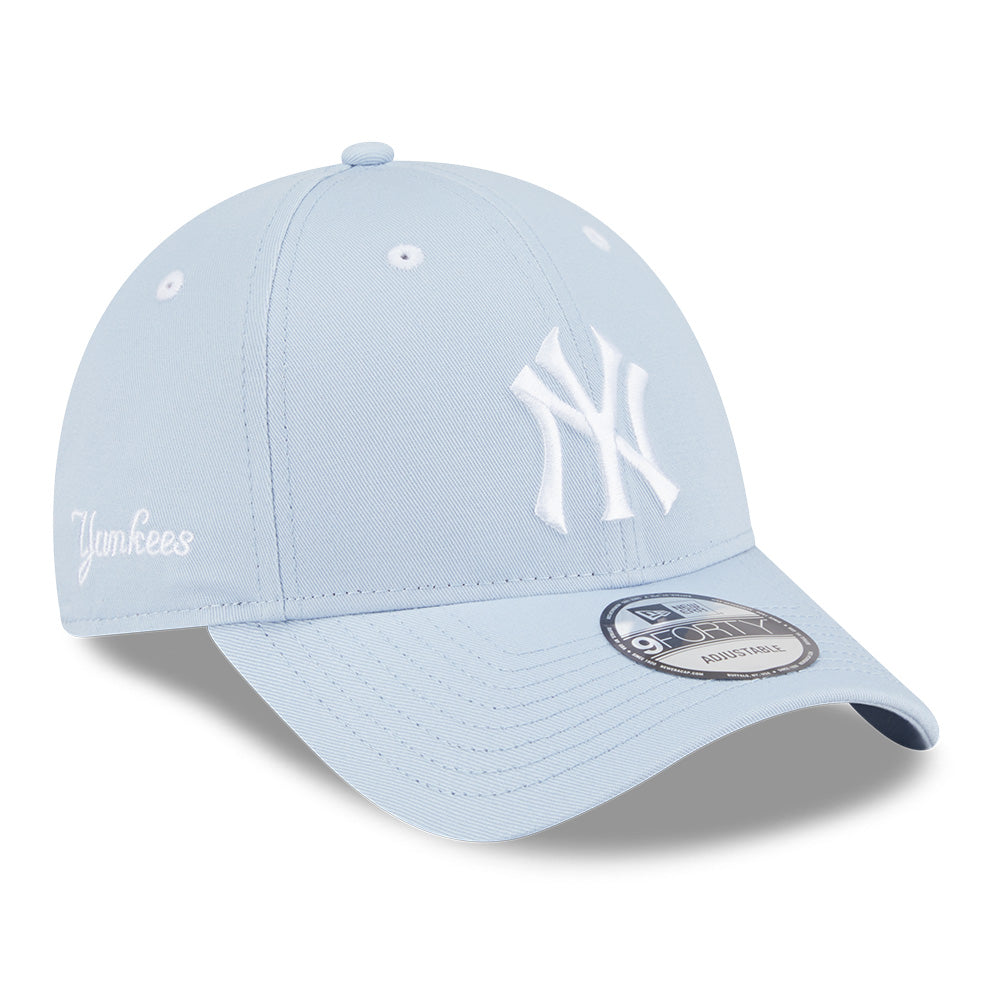 new era new york yankees color era ss26 soft blue 9forty adjustable cap logo and print