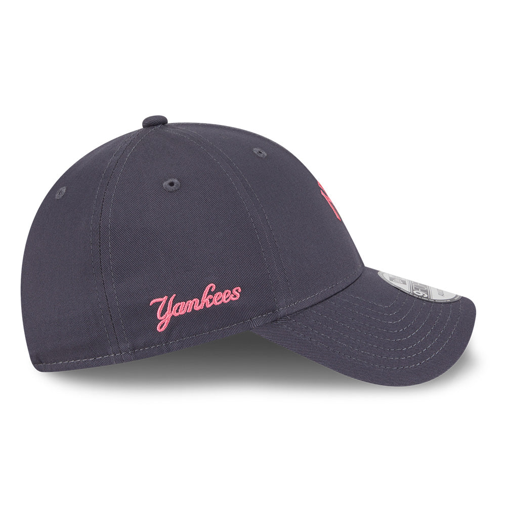 new york yankees mini logo color era ss26 graphite 9forty adjustable cap back angle