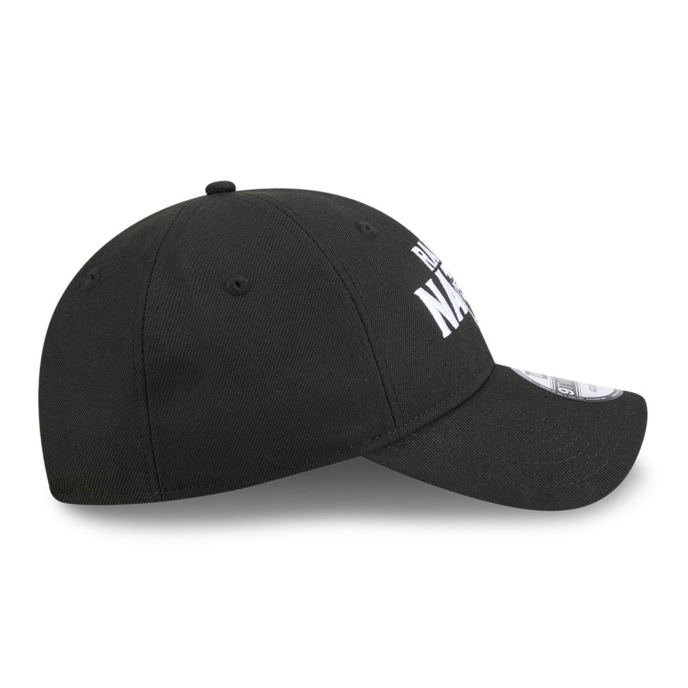 Black baseball cap on a white background