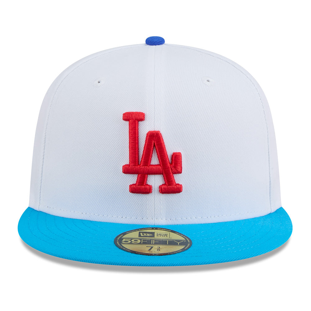 new era los angeles dodgers 5950 pack ramune white 59fifty fitted cap logo and print