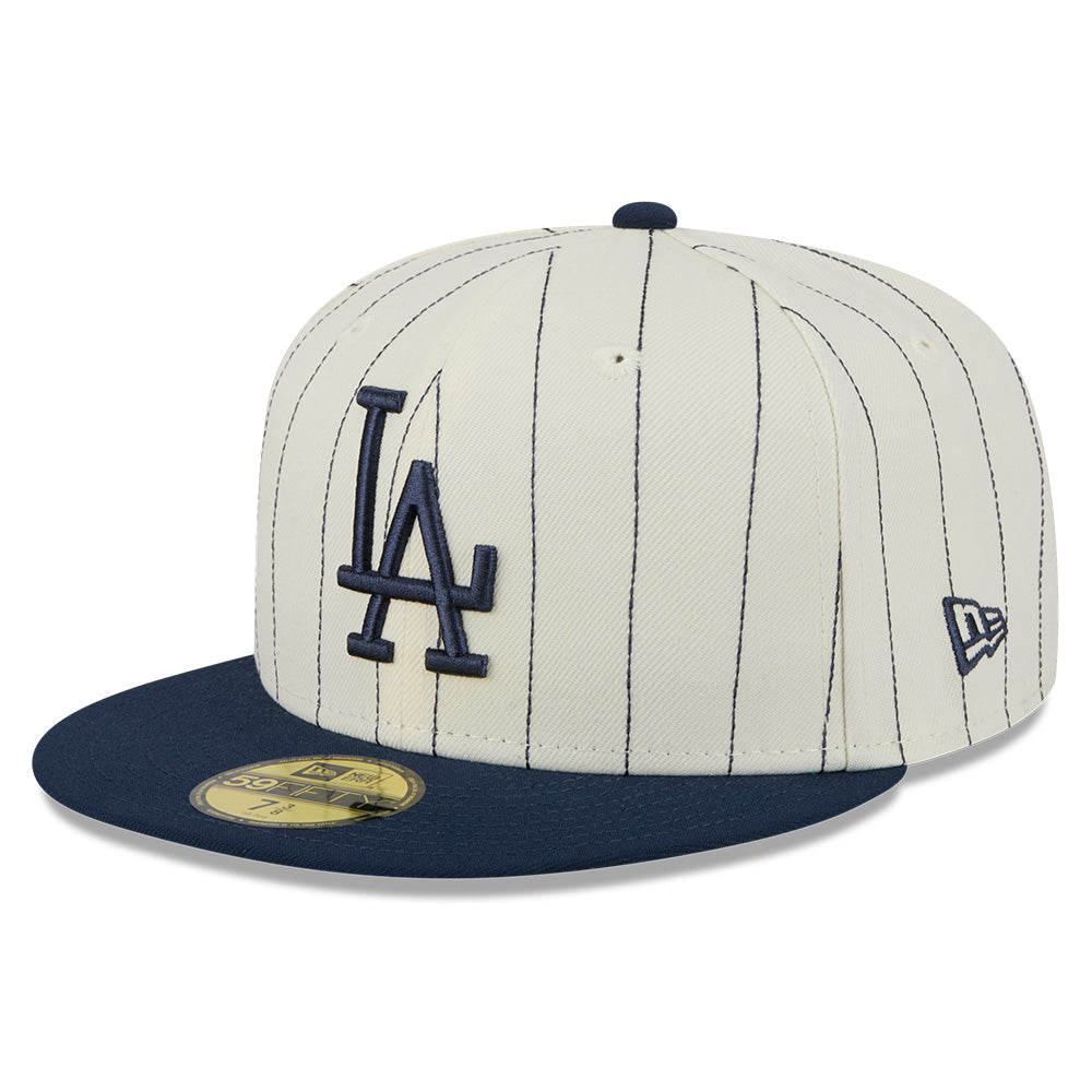 new era los angeles dodgers 5950 pack stripes chrome white 59fifty fitted cap side