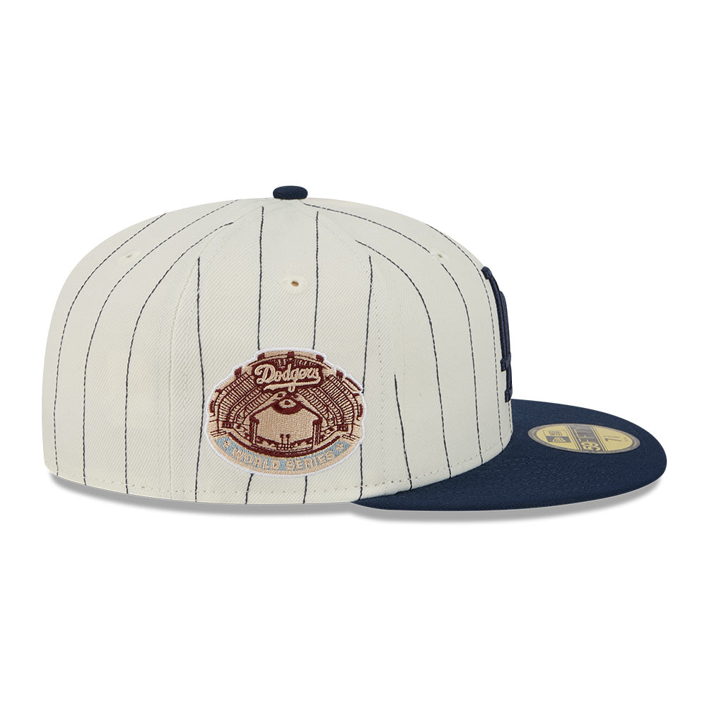 new era los angeles dodgers 5950 pack stripes chrome white 59fifty fitted cap angle
