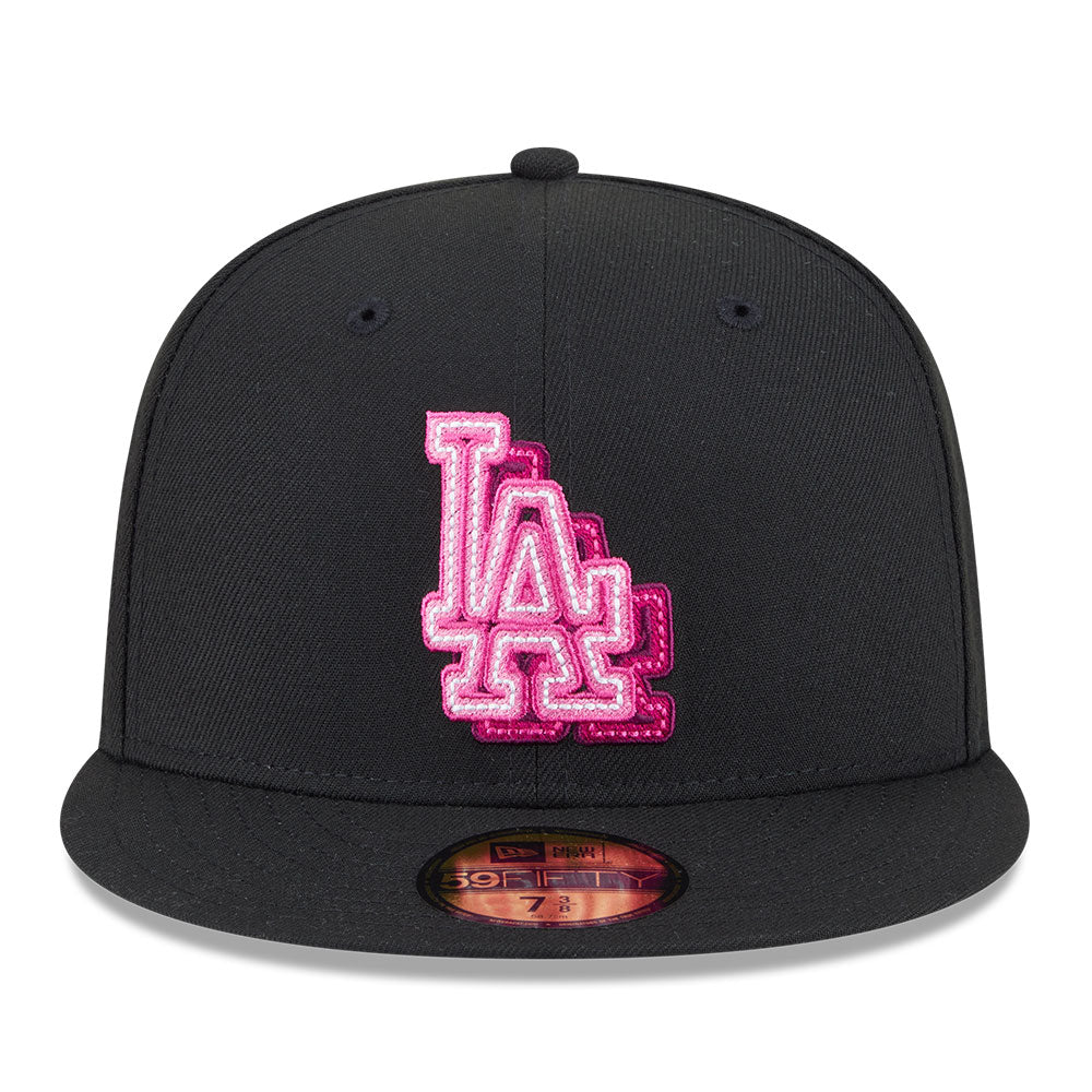 new era los angeles dodgers 5950 pack neon glow black 59fifty fitted cap logo and print