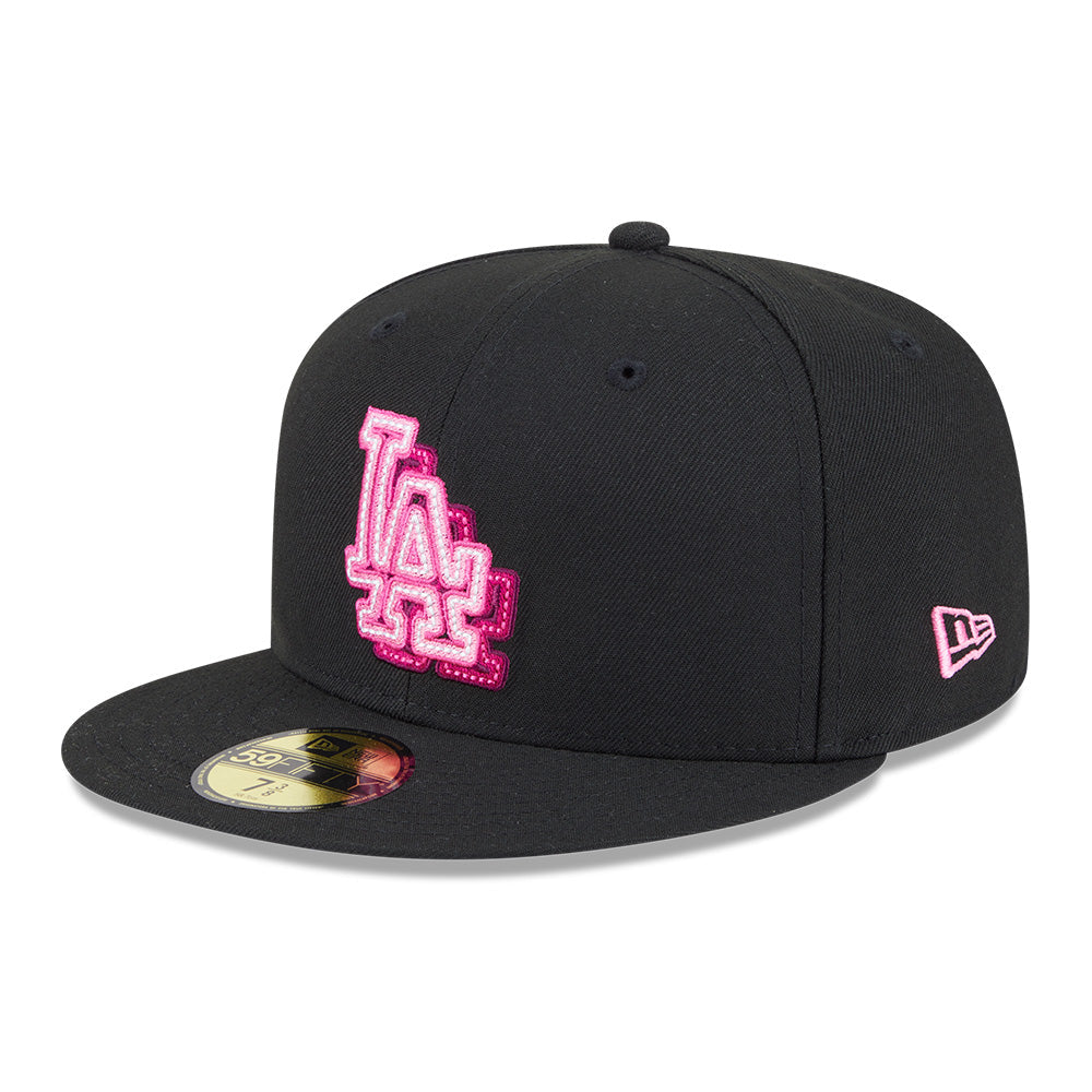 new era los angeles dodgers 5950 pack neon glow black 59fifty fitted cap side