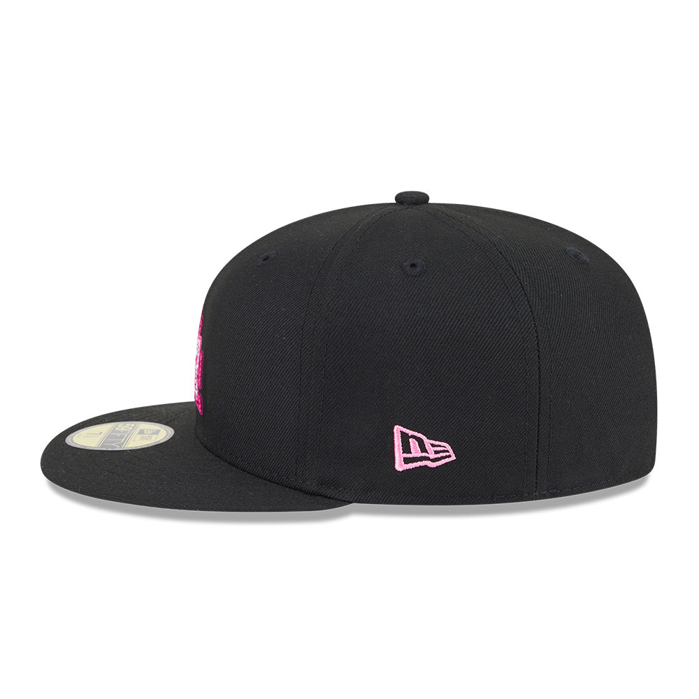 new era los angeles dodgers 5950 pack neon glow black 59fifty fitted cap opposite side or other angle view