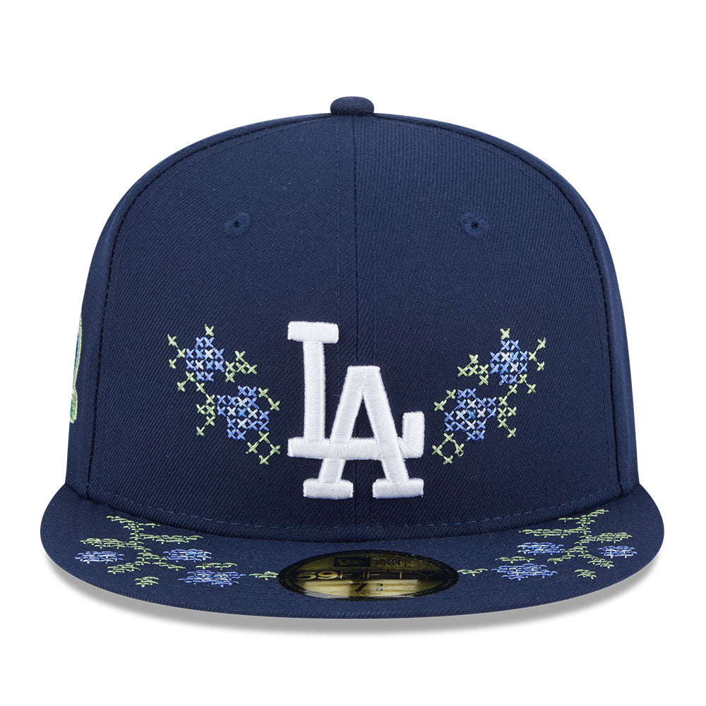 los angeles dodgers 5950 pack garden oceanside blue 59fifty fitted cap logo and print