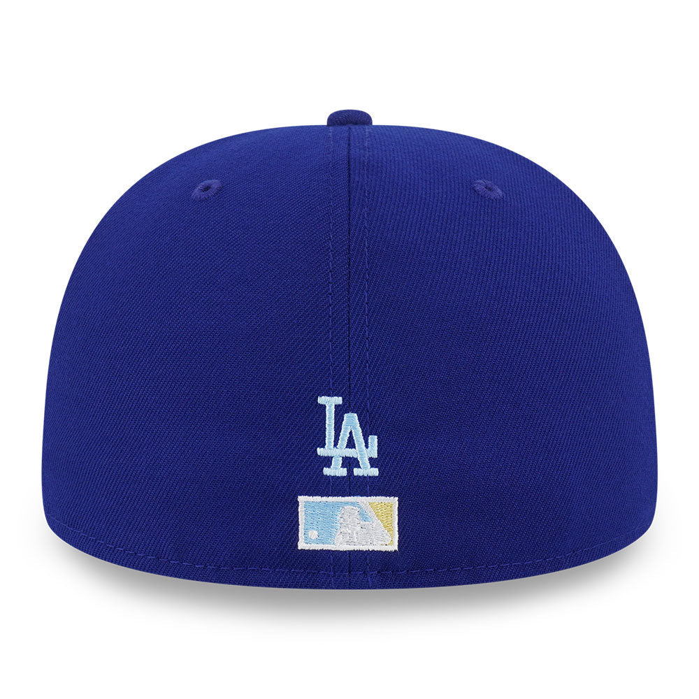 new era los angeles lakers 5950 pack fire dark royal 59fifty fitted cap front and side