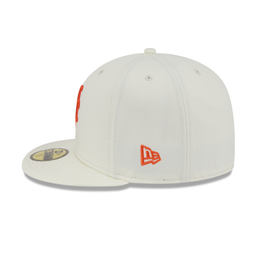 A light gray flat-brim baseball cap by New Era, featuring a navy and red Colorado Buffaloes logo patch on the front and a navy embroidered New Era flag logo on the side.