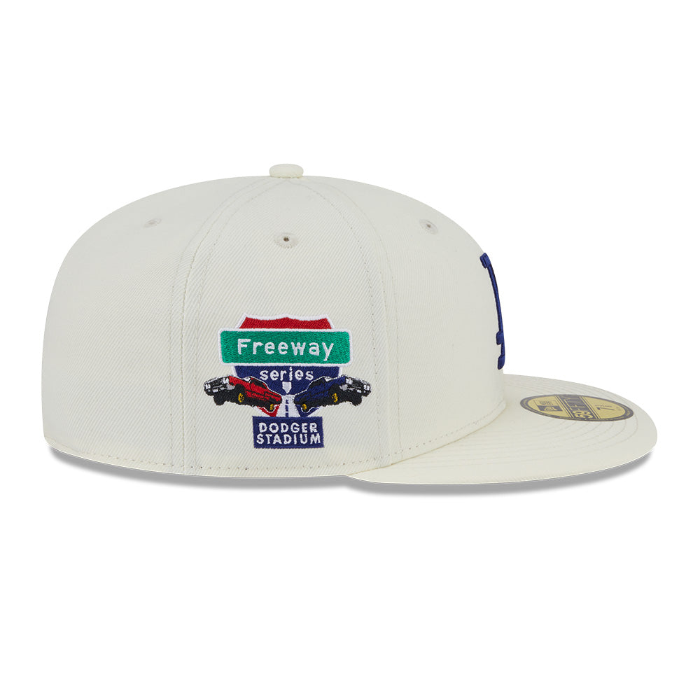 los angeles dodgers 5950 pack city series chrome white 59fifty fitted cap back angle