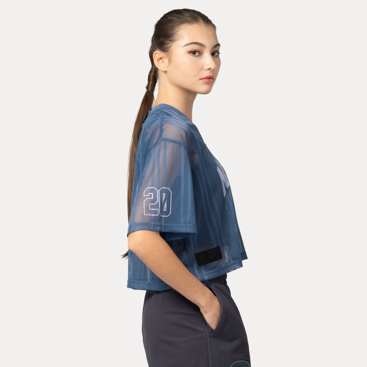 1920 Wordmark Street Archived Oceanside Blue Women Crop American Football Jersey