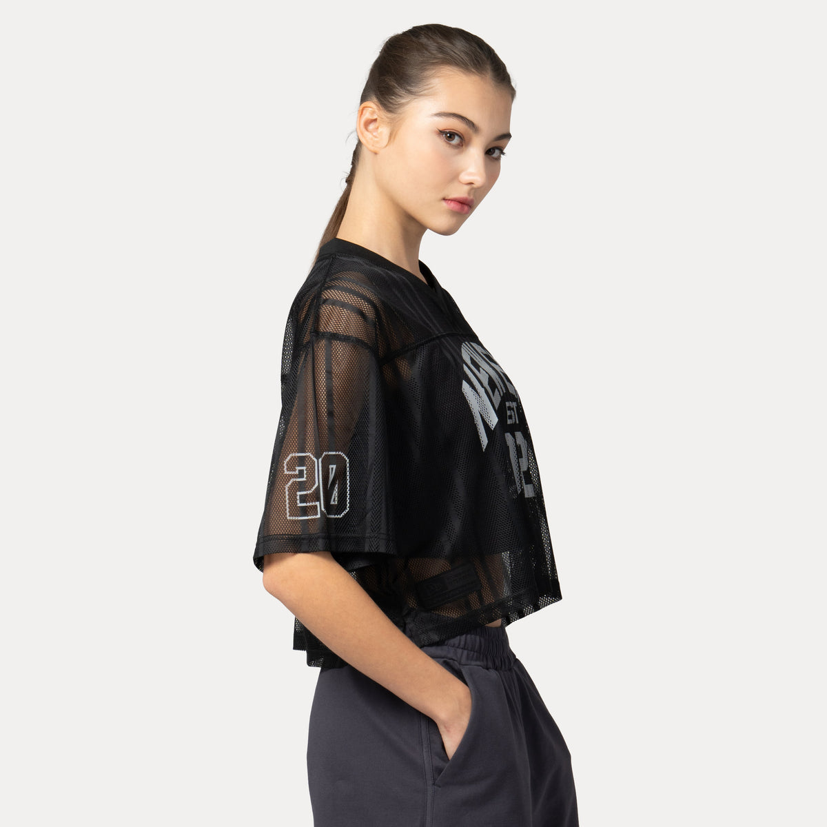 1920 Wordmark Street Archived Black Women Crop American Football Jersey
